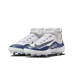 Nike Alpha Huarache Elite 4 Mid Size 9.5 White Navy Baseball Cleats FD2744-103
